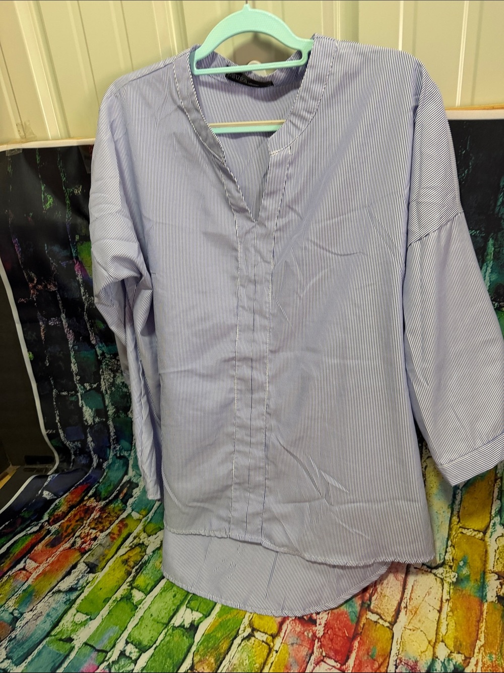 Zanzea Light Blue Striped Women's Tunic Top